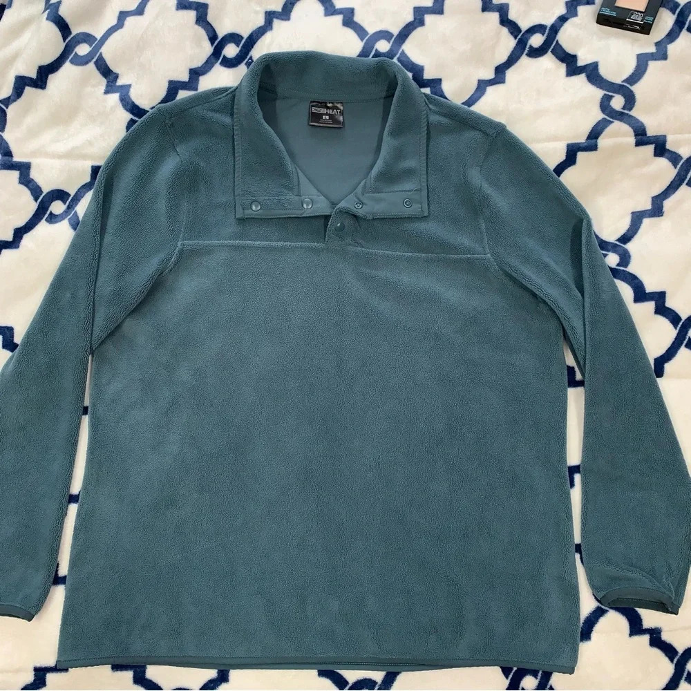 32 Degrees Heat Dark Teal Plush Fleece Pullover Sweatshirt size Large